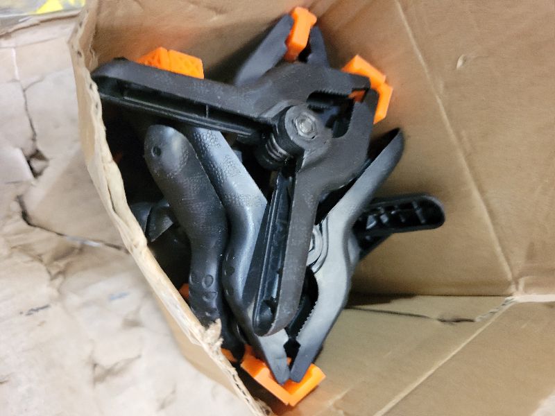 Photo 1 of 12 Pack Plastic Spring Clamps, 3.5inch Small Heavy Duty Clips for Crafts, Backdrop Stand, Woodworking, Photography Studios (Black)