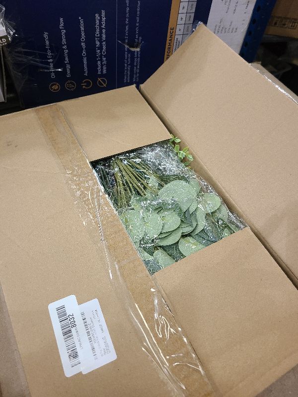 Photo 1 of 120Pcs 15 Kinds Mixed Artificial Eucalyptus Leaves Stems and Faux Flowers Bulk, Fake Silver Dollar Eucalyptus Bundle Plants Greenery Branches for Wedding Vase Bouquets Floral Arrangement Home Decor