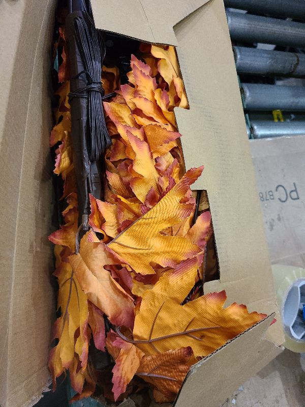 Photo 1 of 2 Pack 4FT Artificial Lighted Maple Tree, Halloween Decorations for Home with Timer, 100 LED Prelit Fall Decor Maple Tree with Warm White Light for Indoor Outdoor Harvest Fall Thanksgiving Day, Orange