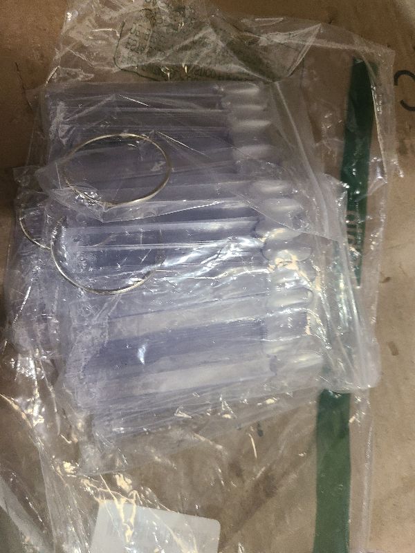 Photo 1 of 200 Pcs Oval Nail Swatch Sticks Fan-shaped Nail Polish Sample Sticks with Metal Split Ring for Nail Color Display, Clear