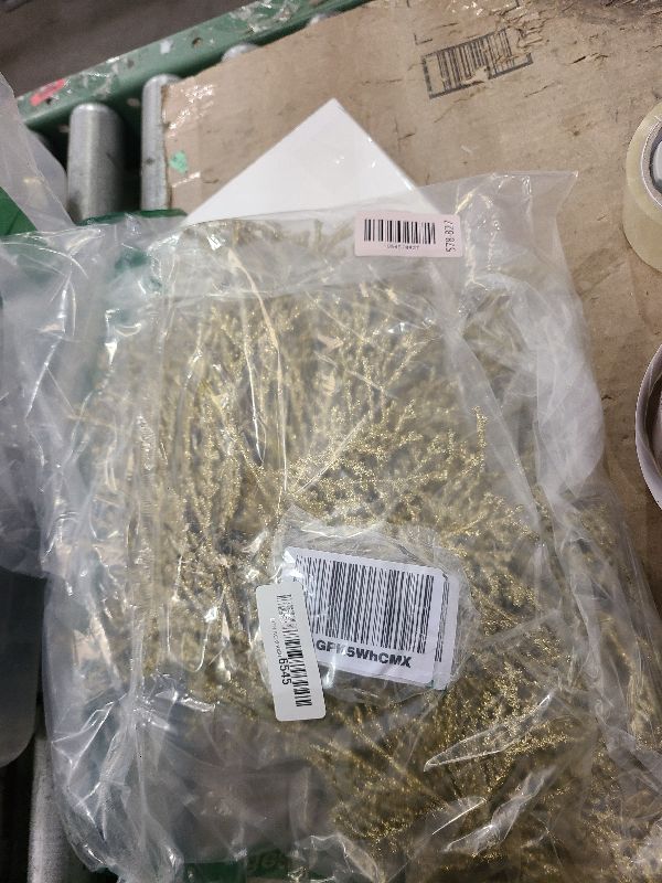 Photo 1 of 15 Pcs Gold Glitter Artificial Cedar Sprigs Picks Faux Cedar Branches Stems Christmas Tree Picks Sprays 15.4" H for Gold Christmas Tree Wreath Wedding Bouquet Winter Seasonal Holiday Decoration