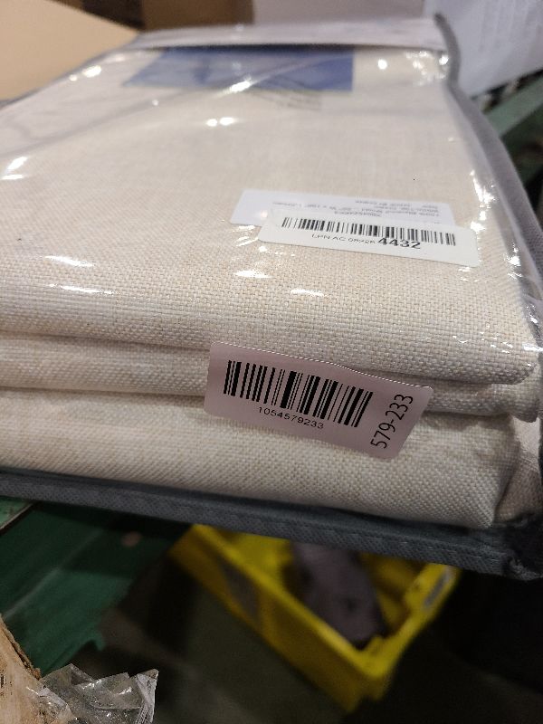 Photo 1 of 100% Blackout Shield Linen Blackout Curtains for Bedroom 108 Inches Long, Back Tab/Rod Pocket Living Room Drapes, Thermal Insulated Blackout Curtains 2 Panels Set, 50" W x 108" L,Cream