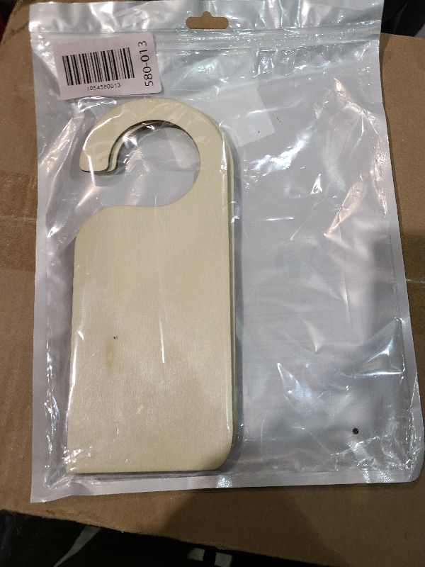 Photo 1 of 10 Pack Unfinished Wooden Door Knob Sign, Blank Double Sided Hanger Plaque Natural Wood Door Sign for Office, Room, Hotel DIY Craft Project Message Notes Memo Board