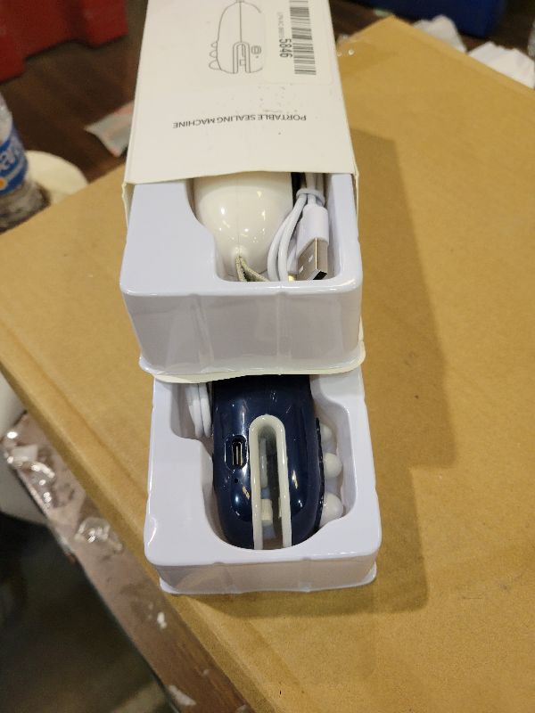 Photo 1 of 2Pack Mini Bag Sealer, 2 in 1Heat Sealer with Cutter and Magnet Rechargeable Food Bag Sealer, Portable handheld Plastic Bag Sealing Machine for Snacks, Chips, Food Freshness Storage (White+Blue)