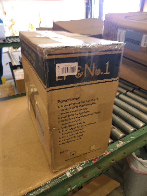 Photo 1 of **No power cord**
LP&No.1 Record Player with Built-in Stereo Speakers, LED Control, 3-Speed Belt-Drive Vinyl Turntable with USB Playback & Recording, Wireless Input & Output, Auto Stop, Pitch Control | Black