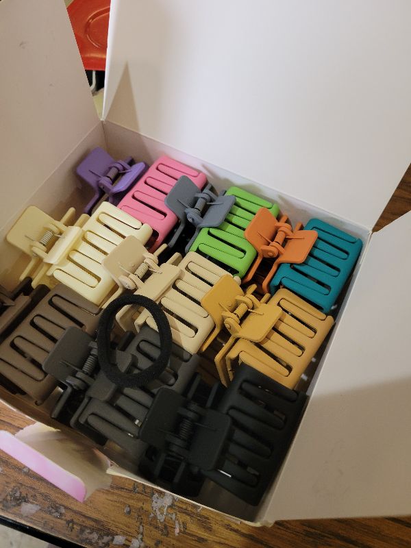 Photo 1 of 18 Pack Square Small Hair Clips for Women Girls,2 Inch Matte Rubber Coating Medium Claw Clips Thin Short Hair,Strong Hold Jaw Clips(Neutral Color Hair Accessories)