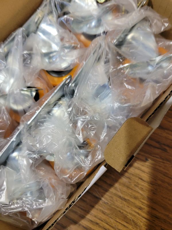 Photo 1 of 2 Inch Casters, ASHGOOB Caster Wheels with Side Brake, Locking Casters Set of 8, Industrial/Furniture Swivel Plate Caster Wheels for Workbench and Carts, Orange Polyurethane (PU) Castors (8 Pack)