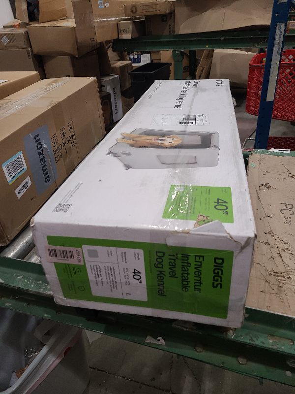 Photo 3 of Diggs Enventur Large Inflatable Travel Dog Crate – Ultra-Light & Portable Dog Crate – Puncture-Resistant, Waterproof, Compact – Safe, Durable for Adventures & Travel - 40”L x 24”W x 30”H (Grey)