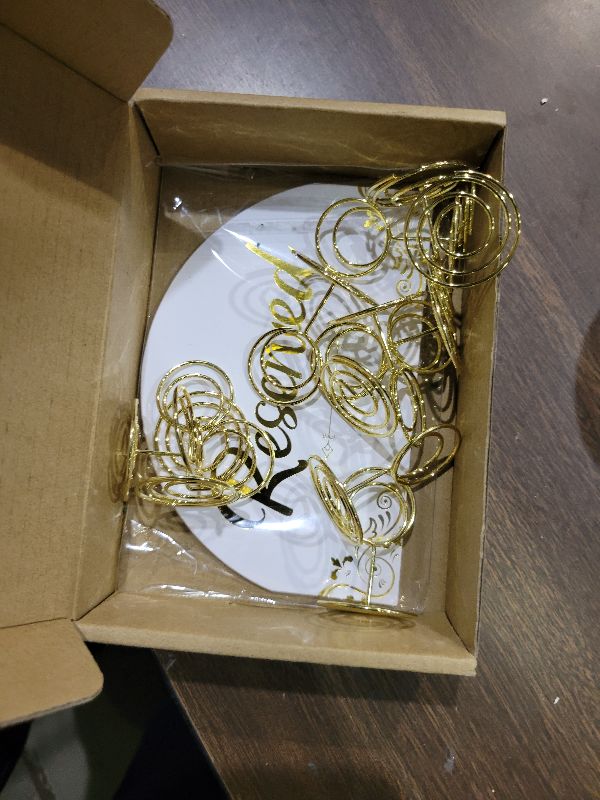 Photo 1 of 12 Pieces Elegant Reserved Signs For Wedding - Reserved Table Signs, Reserved Seating Signs, Double sided gold foil reserved card with bracket -Perfect for Wedding Events (Half circle white)