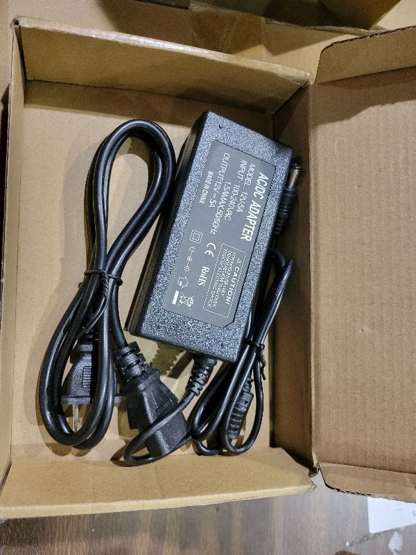 Photo 1 of 12V 5A Power Supply Adapter, AC100-240V to DC12V Converter Transformer with 5.5x2.5mm DC Output Jack for LED Strip Light,Wireless Router,ADSL Cats,Security Cameras