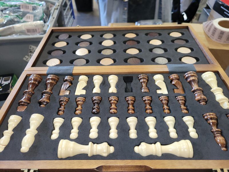 Photo 1 of 2 in 1 Magnetic Chess Set & Checkers Board Game for Adults and Kids - 15" Chess Tournament Chessboard with Magnetic Pieces - Free E-Book with Chess Puzzles