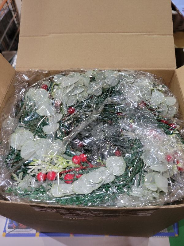 Photo 1 of 18 Pcs 8" Mini Christmas Wreaths for Kitchen Cabinet Small Christmas Candle Rings Wreaths, Front Door Pillars/Home Table Centerpieces Hanging Garlands, for Windows/Wedding Decor (No Red Ribbon)