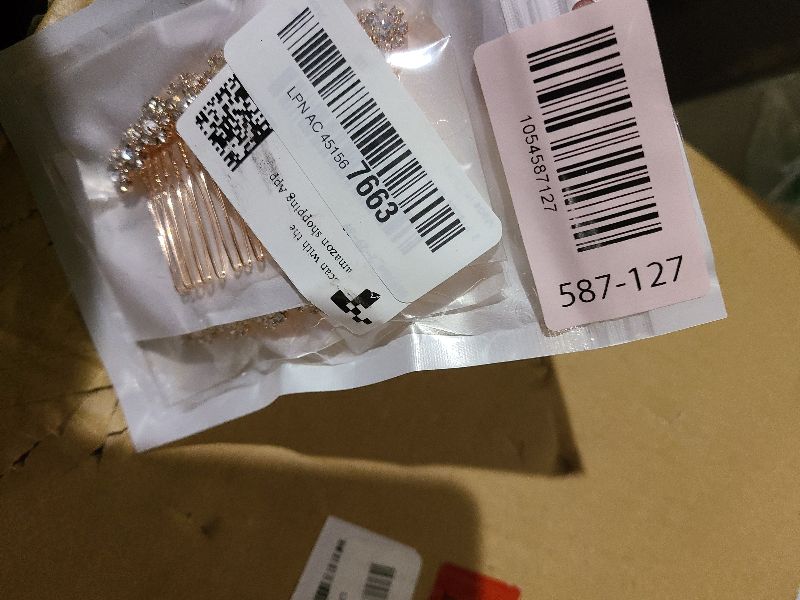 Photo 1 of 2 Pieces Rhinestone Hair Side Comb 20 Teeth Decorative Hair Combs Side Rhinestone Crystal Bridal Wedding Comb Bridal Jewelry Hair Clips Combs Hair Accessories for Women and Girls