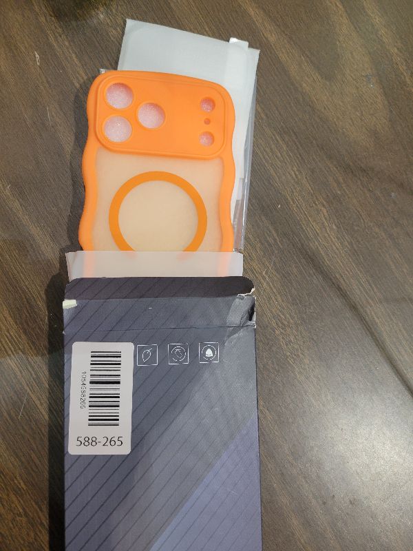 Photo 1 of 3 in 1 Magnetic for iPhone 17 Pro Max Case, Cute Wavy [Full Camera Protection][Fit for MagSafe] 1X Screen Protector+1X Wrist Strap, Anti-Slip Trendy Women Girly Case for iPhone 17 Pro Max 6.9", Orange