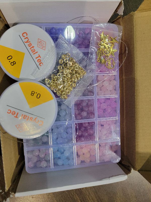 Photo 1 of ?2 Pack? More Than 1300PCS Round Glass Beads for Jewelry Making,48 Colors 8mm Crystal Beads for Bracelets Jewelry Making and DIY Crafts, 2 Box Round Beads Suitable for Beginners. (Solid+Printing)