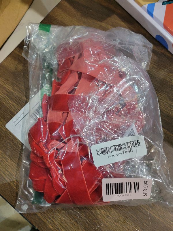 Photo 1 of 12Pcs Red Velvet Ribbon Bows Christmas Tree Decorations,5in x 10in Xmas Ornaments for Tree Home Party Front Door Wreath Holiday Decor
