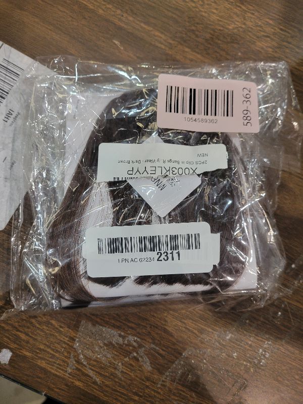 Photo 1 of 2PCS Clip in Bangs Real Human Hair,Fake Bangs Hair Clip on Bangs for Women,Curved Wispy Bangs with Temples Hairpieces,Bangs Clip in Hair Extensions Air Fringe for Girls Daily Wear - Dark Brown