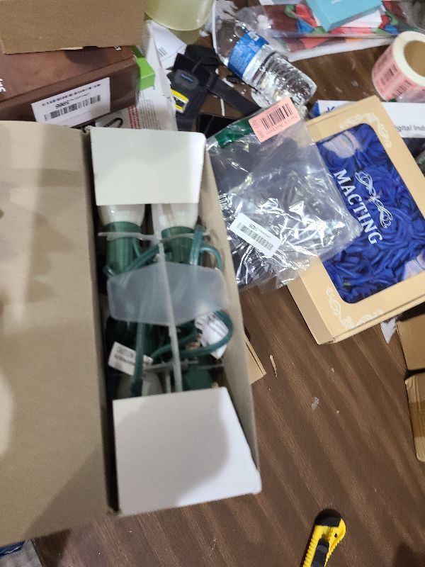 Photo 1 of 25 Foot C9 White Ceramic Christmas String Light Set - Outdoor Roofline Light String - Opaque Bulbs - Green Wire