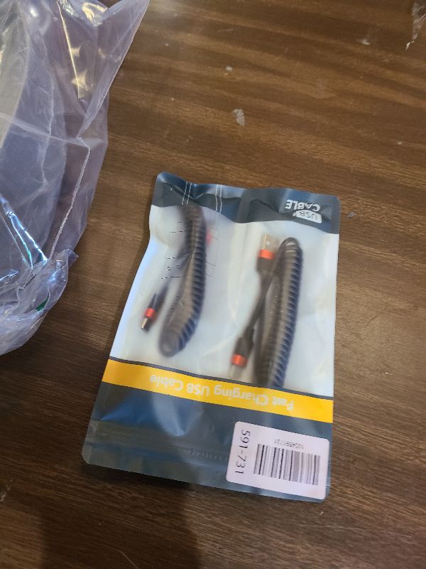 Photo 1 of 2 Pack USB C Coiled Cable, Fast Charging USB to USB C Cord for iPhone 16/16 Pro Max, Samsung Galaxy S24, Moto G8, Google Pixel, Retractable for Car