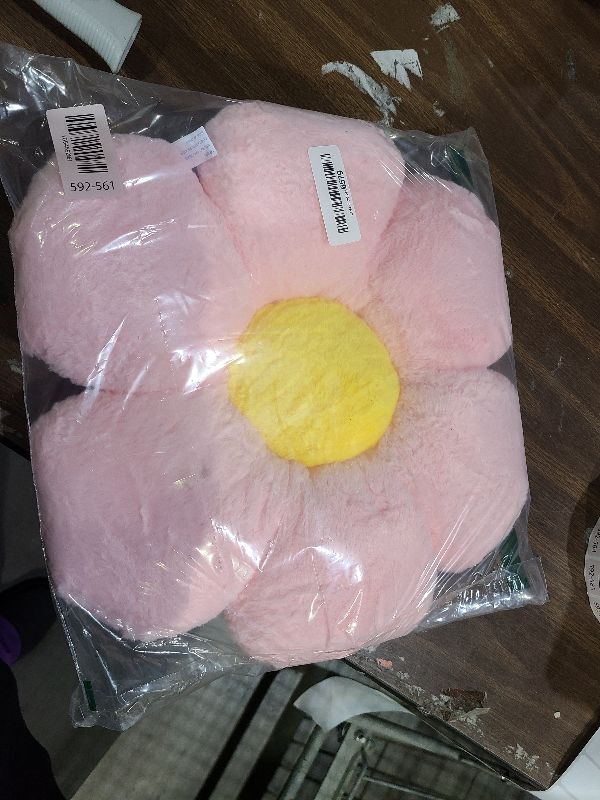 Photo 1 of 17.7 Inch Pink Flower Pillow – Daisy Shaped Cute Decorative Throw Pillow, Soft Floral Seating Cushion Floor Pillows for Sofa, Bed, Chair & Room Decor
