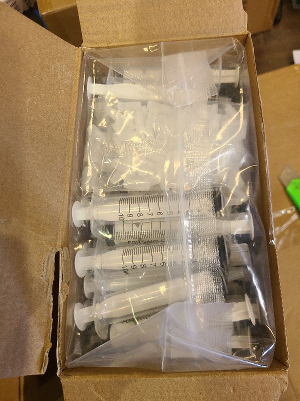 Photo 1 of 100 Pack 10ml Syringes with Cap, Luer Slip Tip, 10cc syringe Whole Pack Bulk Sterile Sealed, No Needle