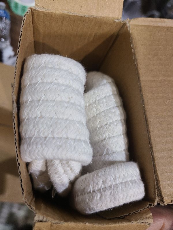 Photo 1 of 2 Pack Small Woven Basket with Gift Bags and Ribbons, Empty Decorative Gift Chest Box, Cute Baby Gift Basket for Nursery, Cotton Rope Room Shelf Storage Basket with Handles, All 12"x 8"x 5",White