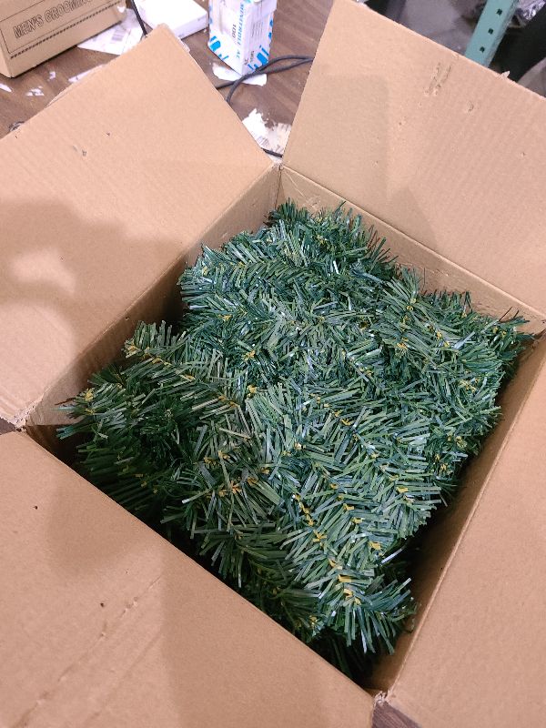 Photo 1 of 10ft Pre- Christmas Garland with 50 LED Lights, Battery Operated with Timer, Lush Artificial Xmas Greenery for Indoor & Outdoor Holiday Decoration, Green