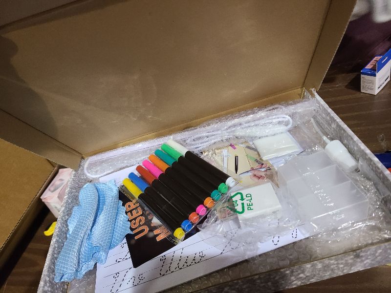 Photo 1 of 16" Led Drawing Board for Kids with 18 Tracing Pages - 4 Modes & Acrylic Led Note Board with 7 Colors, Light up Magic Boards for Art Kit, Birthday & Christmas Gifts for Teenage Girls & Boys, 39PCS