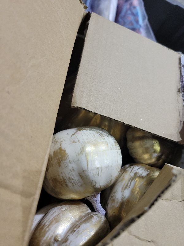 Photo 1 of 12 PCS Gold Brushed Pumpkins, Thanksgiving Table Centerpiece Decorations, Outdoor Faux Fake Foam Pumpkins for Fall Harvest, Halloween, Thanksgiving, Wedding, Table, Home Decor (Gold Brushed)