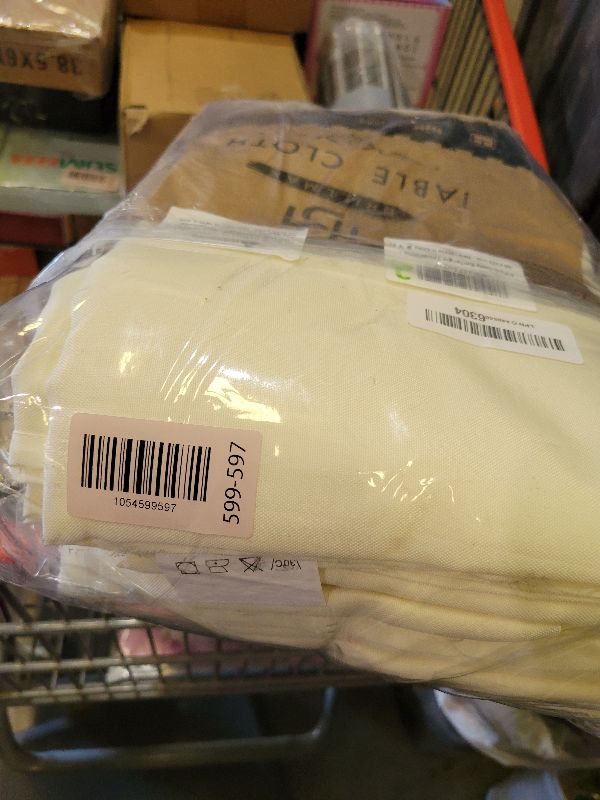 Photo 1 of BRILLMAX 6 Pack Ivory Tablecloths for 6 Foot Rectangle Tables 60 x 102 Inch - 6ft Rectangular Bulk Linen Polyester Fabric Washable Cloth Cover for Wedding Reception Banquet Birthday Party