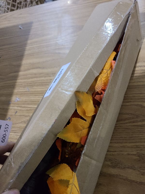 Photo 1 of 2 Pack 24 Inch Artificial Lighted Fall Maple Tree Thanksgiving Decorations with 48 LEDs Battery Operated Timer Prelit Acorn Maple Tree Lights for Thanksgiving Table Decor Home Indoor Autumn Harvest