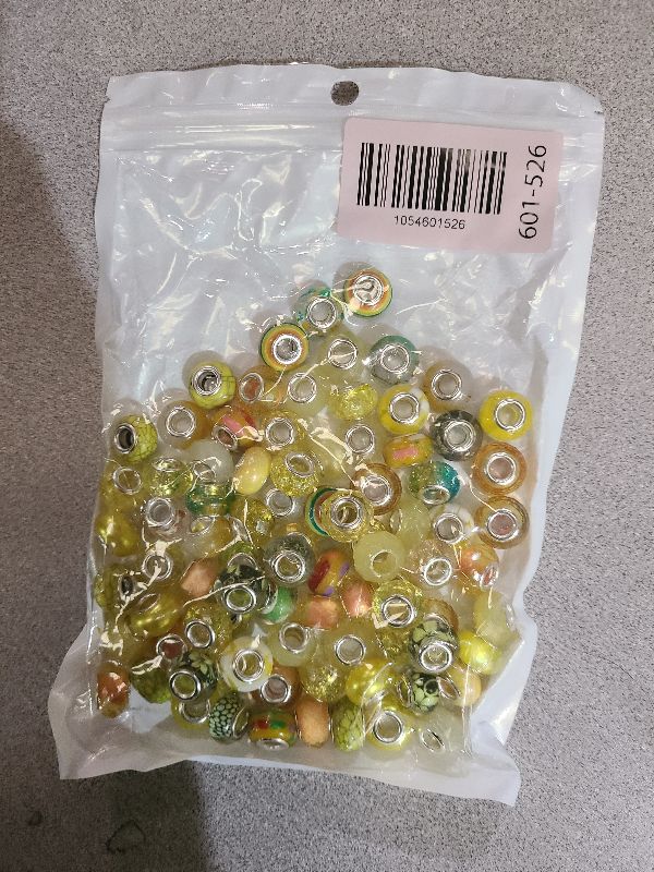 Photo 1 of 100 Pieces Large Hole Beads, Assorted European Craft Beads Yellow Big Hole Fairy Wands Garden Beads Large Hole Lampwork Spacer Beads for DIY Pens Charms Bracelet Necklace Jewelry Making Supplies