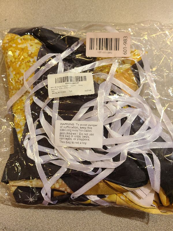 Photo 1 of 66th Birthday Party Decoration, Extra Large Fabric Black Gold Sign Poster for Anniversary Photo Booth Backdrop Background Banner, Birthday Party Supplies, 72.8 x 43.3 Inch