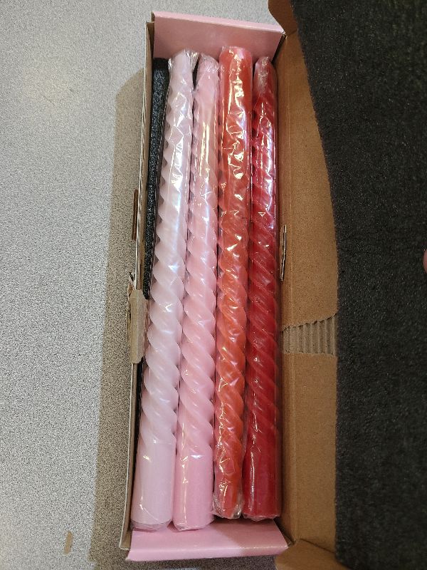 Photo 1 of 10 Inch Cream Spiral Taper Candles for Home Decoration, 4 Pack Red-Gradient Candlesticks for Dinner Party Wedding Holiday