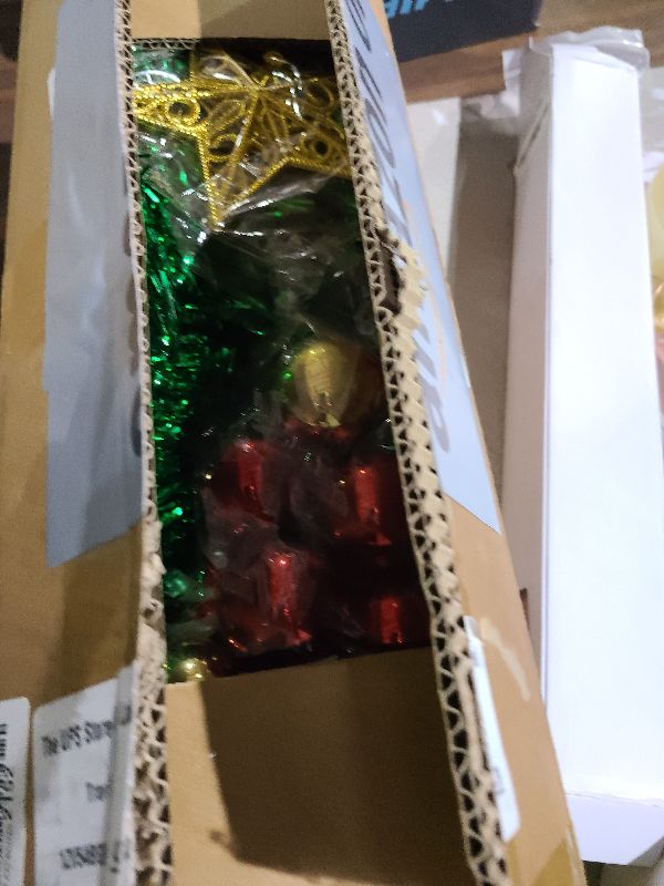 Photo 1 of [ Timer & 12 Modes ] 3 Ft Green Christmas Tree with DIY 50 Warm White & Multi Color Lights 15 Ball Ornaments 3D Star Remote Control Battery Operated Pencil Full Tree Xmas Christmas Decorations Table