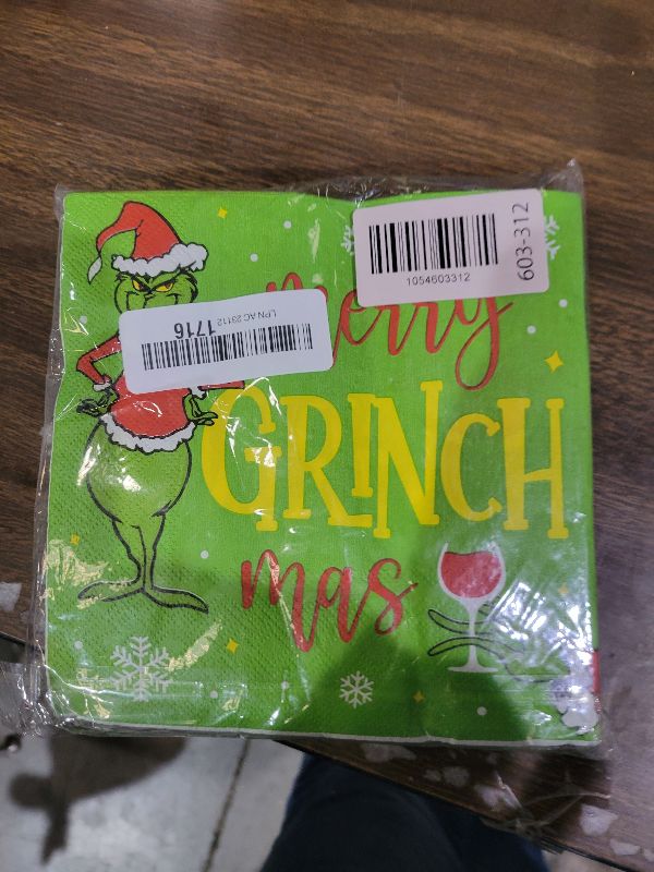 Photo 1 of 48PCS Grinchmas Party Napkins Decoration Merry Christmas Whoville Decoration Paper Napkins for Holiday New Year Christmas Birthday Party Supply