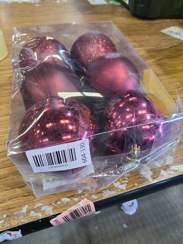 Photo 1 of 3.94" Large Christmas Balls Shatterproof Burgundy Red Christmas Ornaments 6 Pcs Big Burgundy Red Xmas Ornaments for Xmas Tree Holiday Wedding Party Decoration