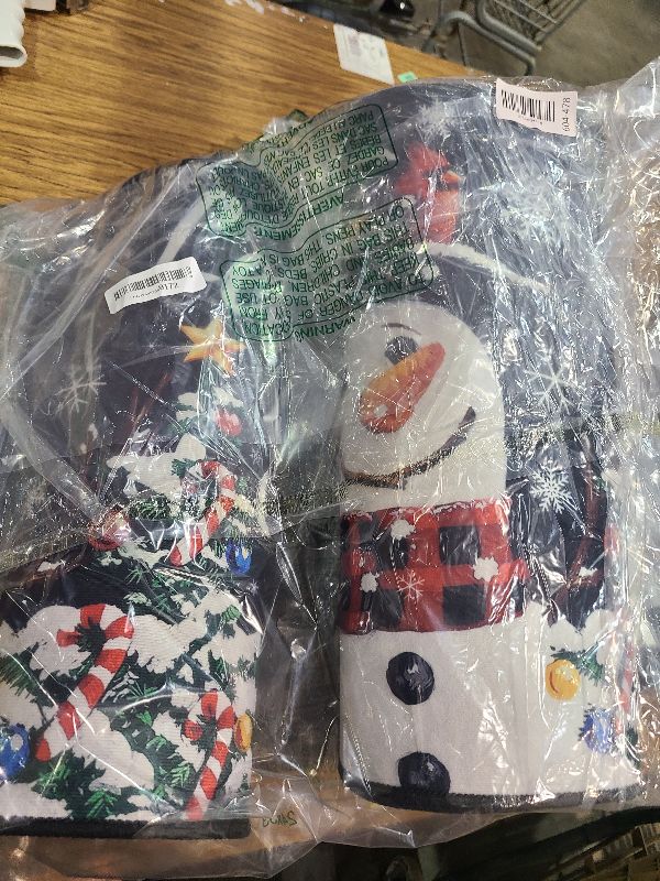 Photo 1 of ACZHHZC Let It Snow Christmas Snowman Kitchen Rugs and Mats Set of 2, Winter Snowflake Xmas Holiday Home Kitchen Decor Floor Mats, Washable Non-Slip Sink Carpet (Black, 17"x47"+17"x30")