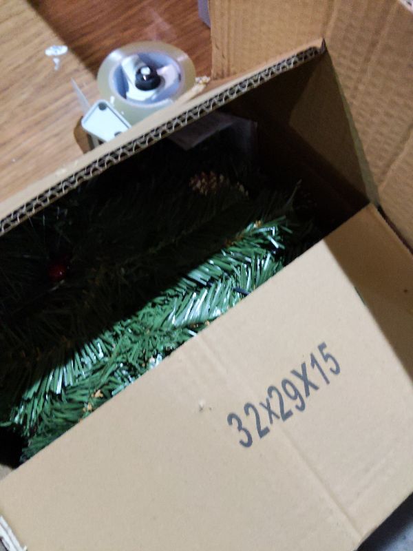 Photo 1 of [ Timer & 8 Modes ] TURNMEON 9 Ft Christmas Garland with 50 Colorful Lights Thicker 270 Branchs Tips 10 Pinecones 70 Red Berries Lighted Garland Christmas Decorations Mantel