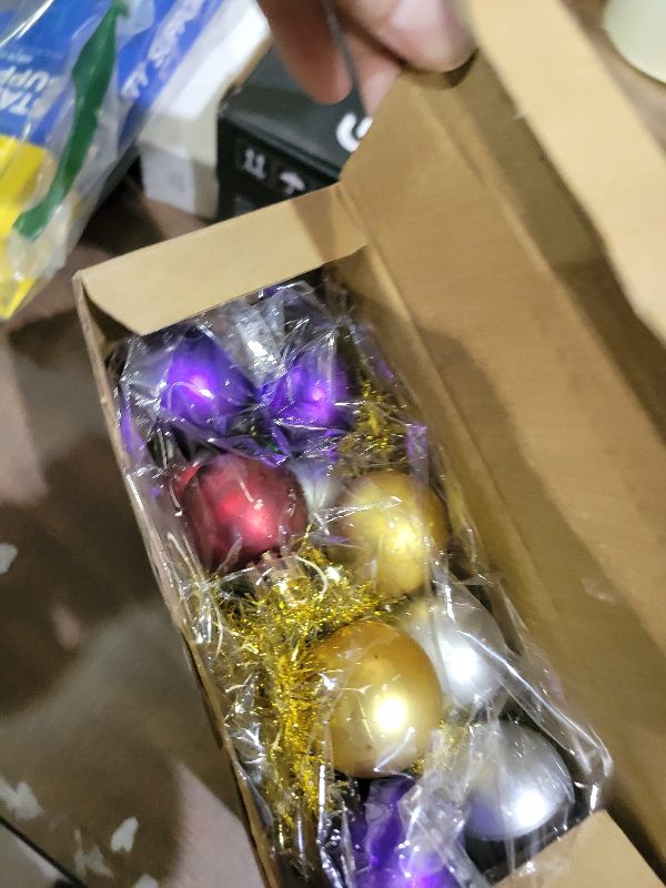 Photo 1 of 16 ft Colorful Christmas Ball Garland - Red, Green, Gold Tinsel Balls for Tree, Fireplace, Indoor/Outdoor Decor