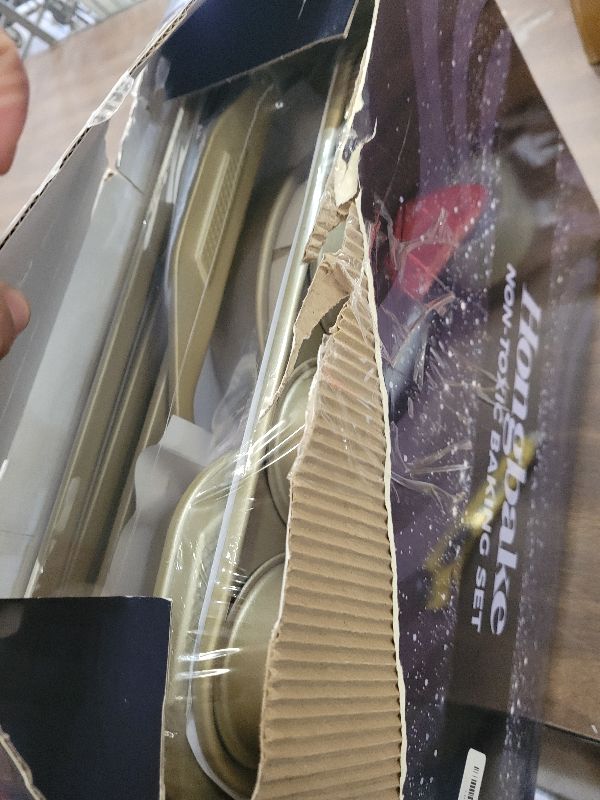 Photo 1 of HONGBAKE 9-Piece Baking Pans Set with Wave Texture for Reduced Oil, 0.8mm Thick Non Toxic Bakeware Sets Non Stick, Includes Stackable Cookie Sheets for Oven Cooking, Cake Pan, Muffin Pan, Gold