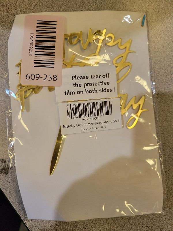 Photo 1 of 1PCS Gold Happy Birthday Cake Topper, 4.7 x 5.5 Inches Birthday Cake Decorations, Glitter Mirror Acrylic Cake Topper for Birthdays, Anniversaries, or Milestone Celebrations