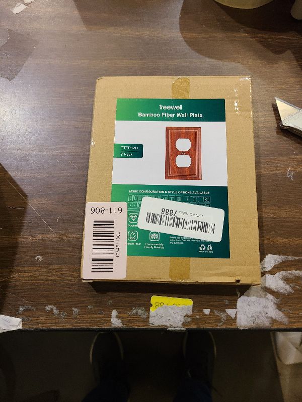 Photo 1 of 2-Pack Duplex Outlet Cover Plate, Decorative Wood Grain Switch Plates and Outlet Covers, Natural Bamboo Fiber Wall Plates for Electrical Outlets, 1 Gang Receptacle Cover, Corrosion Resistant