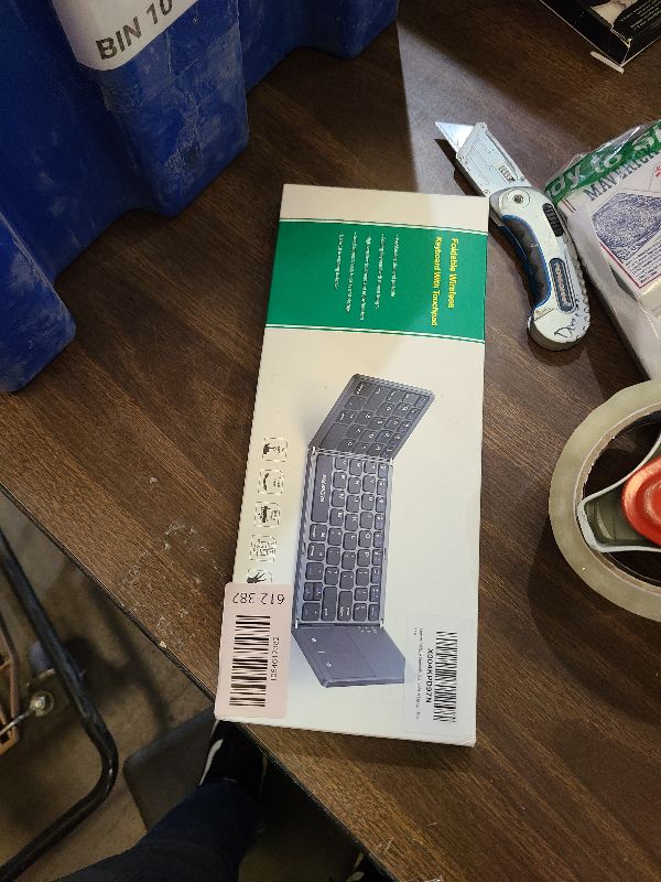 Photo 1 of Samsers Foldable Bluetooth Keyboard with Touchpad - Portable Wireless Keyboard with Holder, Rechargeable Full Size Ultra Slim Pocket Folding Keyboards for Android Windows iOS Tablet & Laptop - Pink