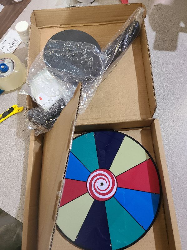 Photo 1 of 12 Inch 10 Slot Prize Wheel, Spinning Wheel for Prize, Prize Wheel Spinner with Stand, Tabletop Spinner Wheel with Dry Erase Markers and Eraser, Carnival Spin Wheel for Trade Show, Fortune Spin Game