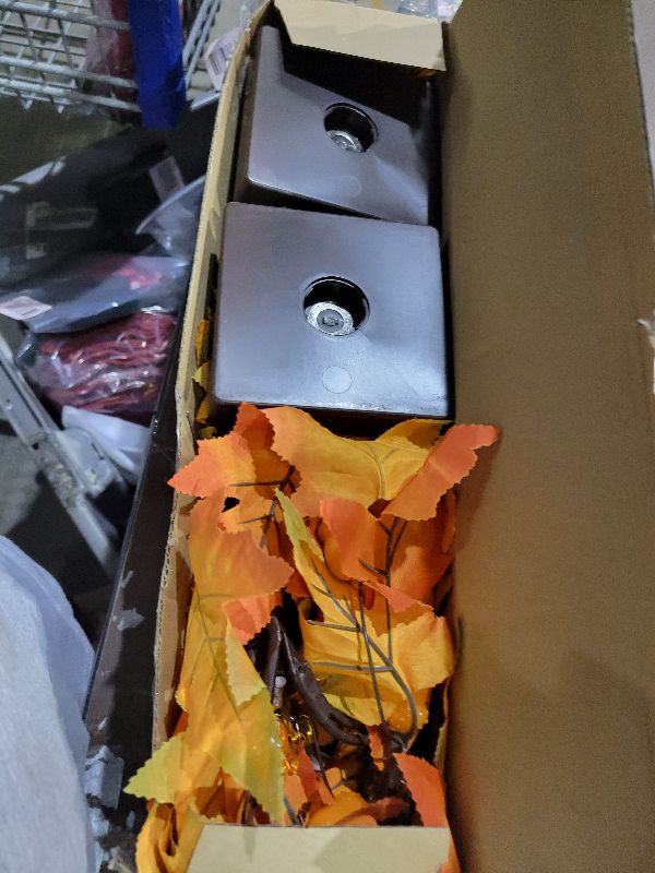 Photo 1 of 2 Pack 24 Inch Artificial Lighted Fall Maple Tree Thanksgiving Decorations with 48 LEDs Battery Operated Timer Prelit Acorn Maple Tree Lights for Thanksgiving Table Decor Home Indoor Autumn Harvest