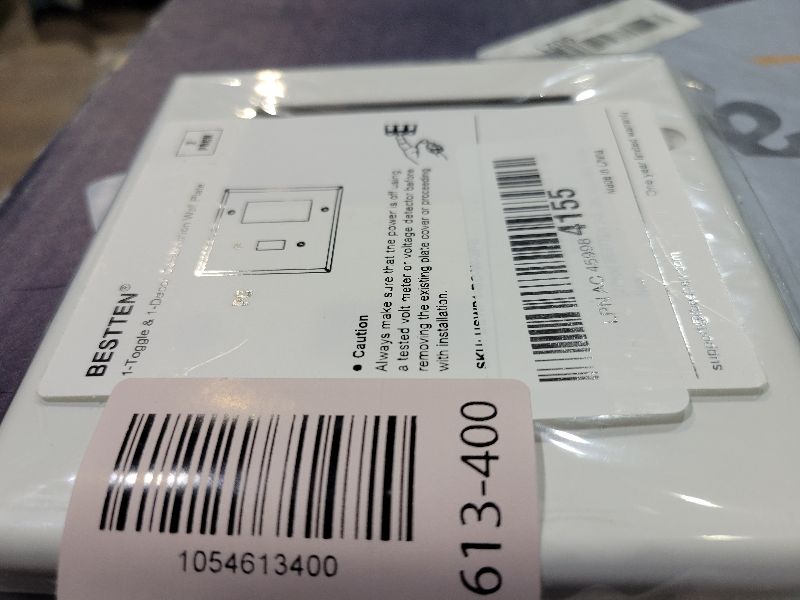 Photo 1 of [2 Pack] BESTTEN 2-Gang Combination Wall Plate, 1-Decor/1-Toggle Outlet and Switch Cover, Standard Size, UL Listed, White