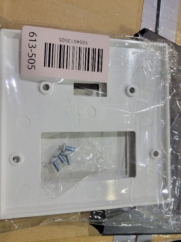 Photo 1 of [2 Pack] BESTTEN 2-Gang Combination Wall Plate, 1-Decor/1-Toggle Outlet and Switch Cover, Standard Size, UL Listed, White