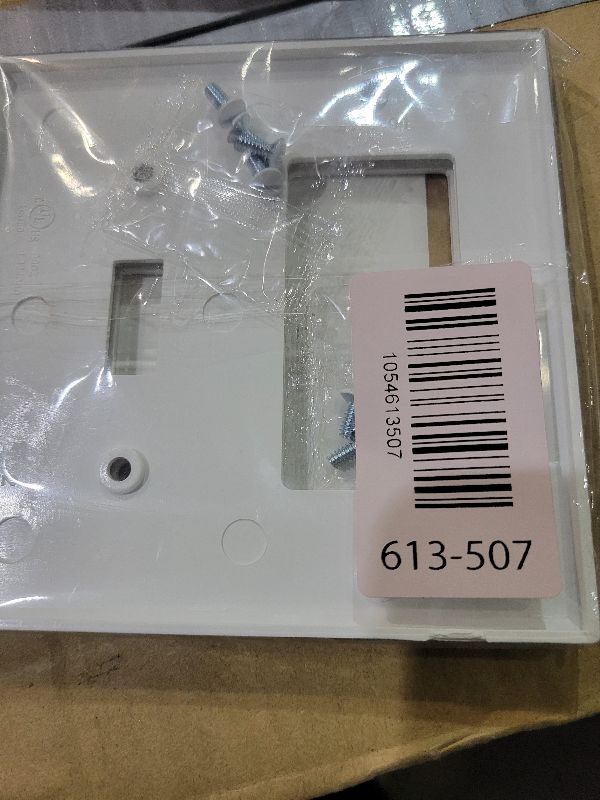 Photo 1 of [2 Pack] BESTTEN 2-Gang Combination Wall Plate, 1-Decor/1-Toggle Outlet and Switch Cover, Standard Size, UL Listed, White