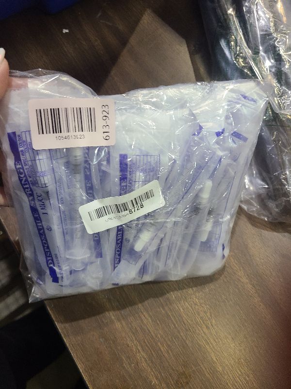 Photo 1 of 1ml Luer Lock Syringe without Needle - 1cc Plastic Syringes, Sterile, Individually Sealed, Pack of 50